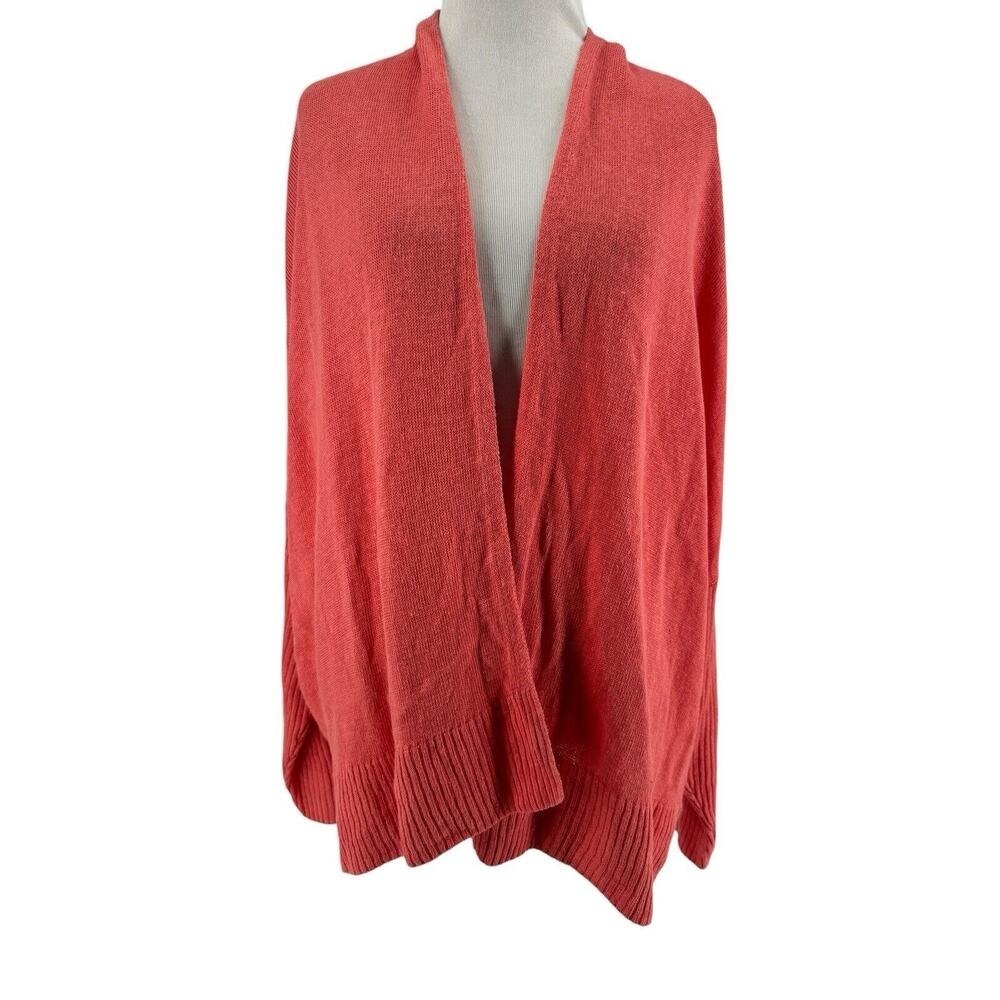 Eileen Fisher Women's Coral 100% Organic Linen Cardigan Sweater Size Large